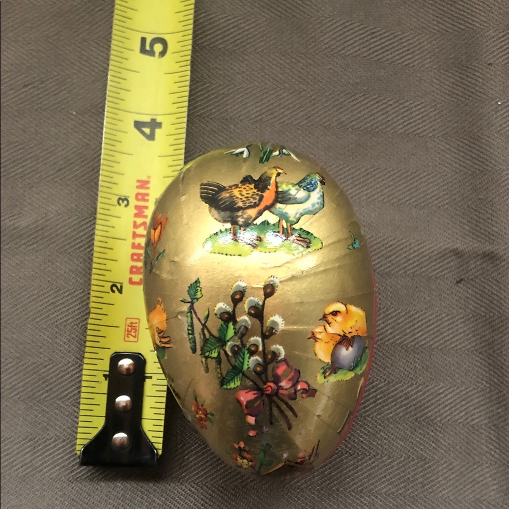Gold Decorative Easter Egg with Spring Chick and Floral Motifs